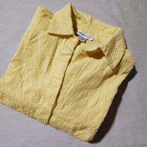 Coldwater Creek Women's Medium Yellow Embroidered Button-down Blouse